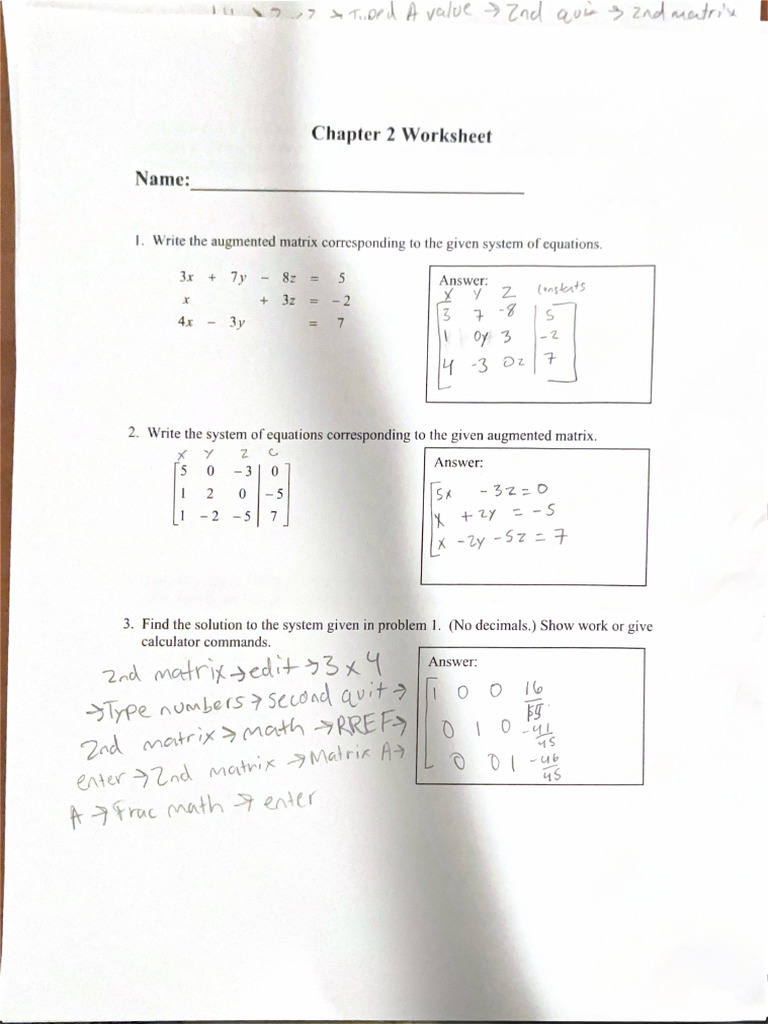 Chapter 2 Worksheet | PDF