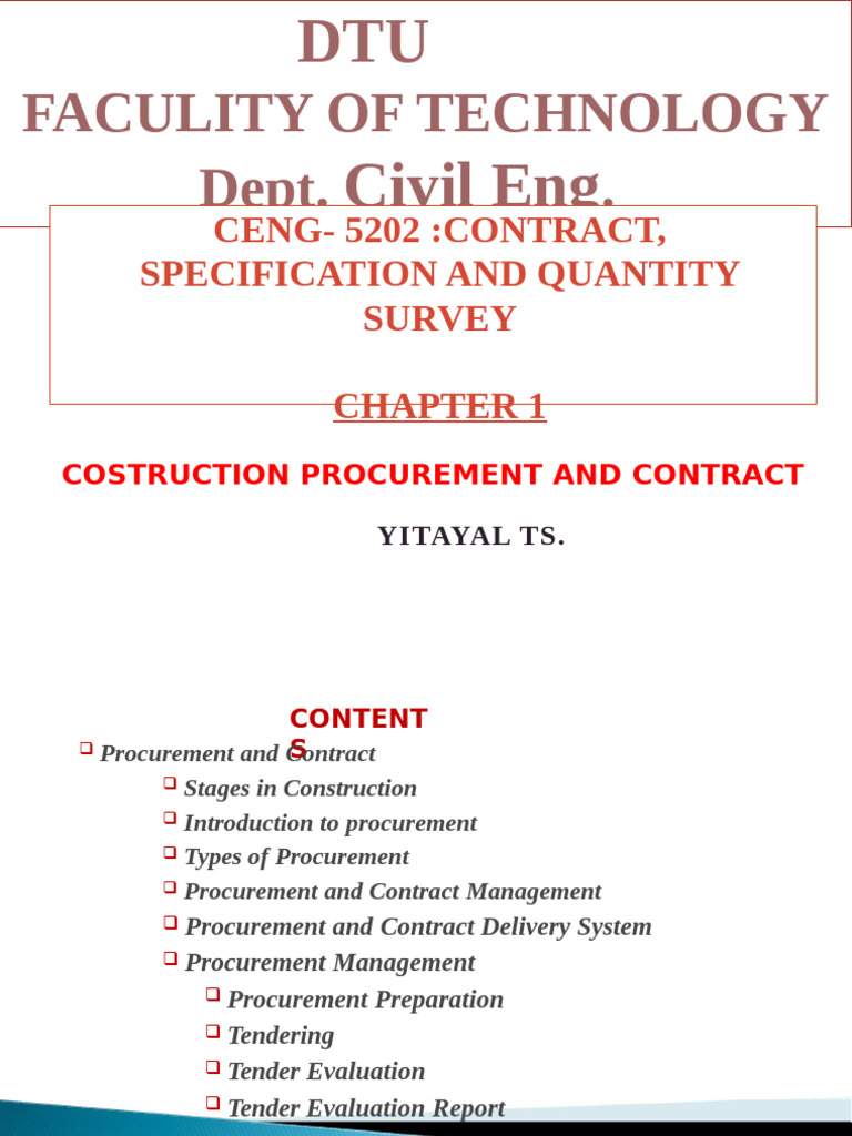 Construction Procurement and Contract Management | PDF | Government ...