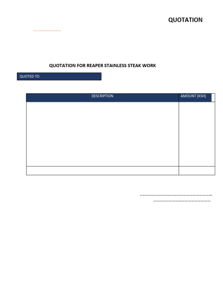 Quotation for Reaper Stainless Steel Work | PDF
