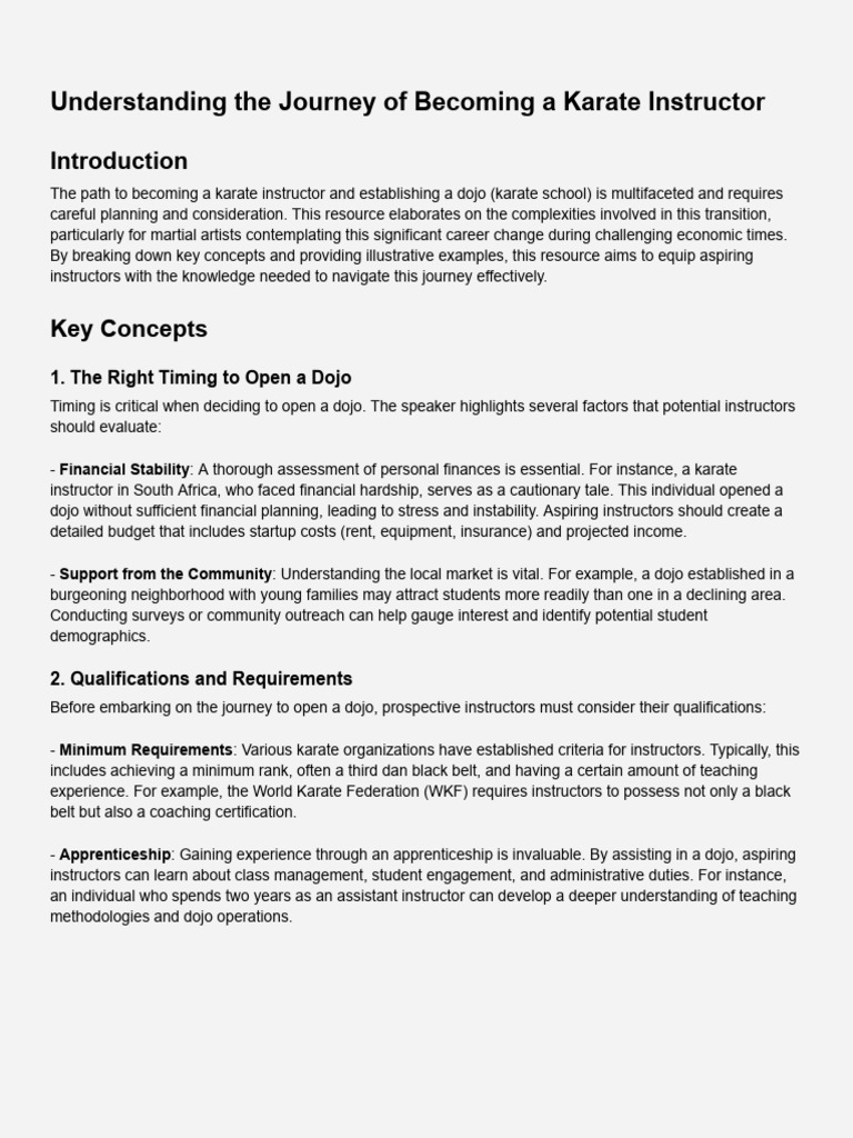 Guide to Becoming a Karate Instructor | PDF | Karate