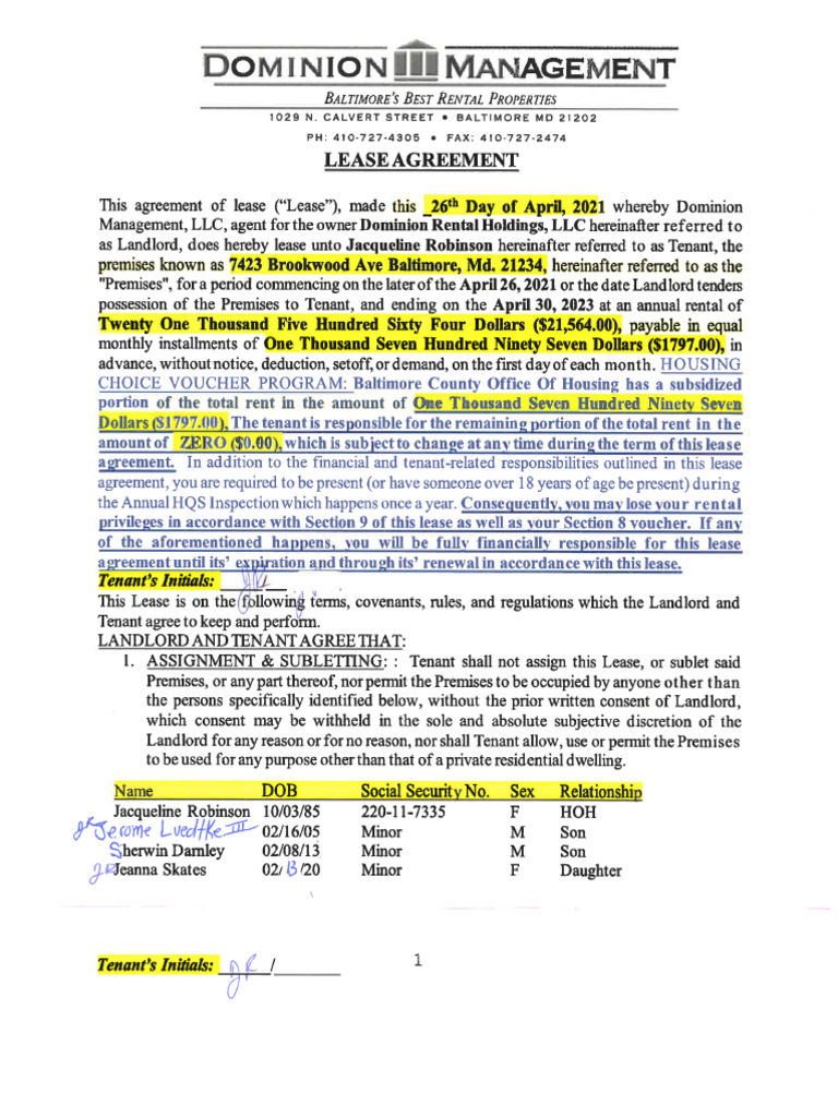 Signed Lease Agreement | PDF