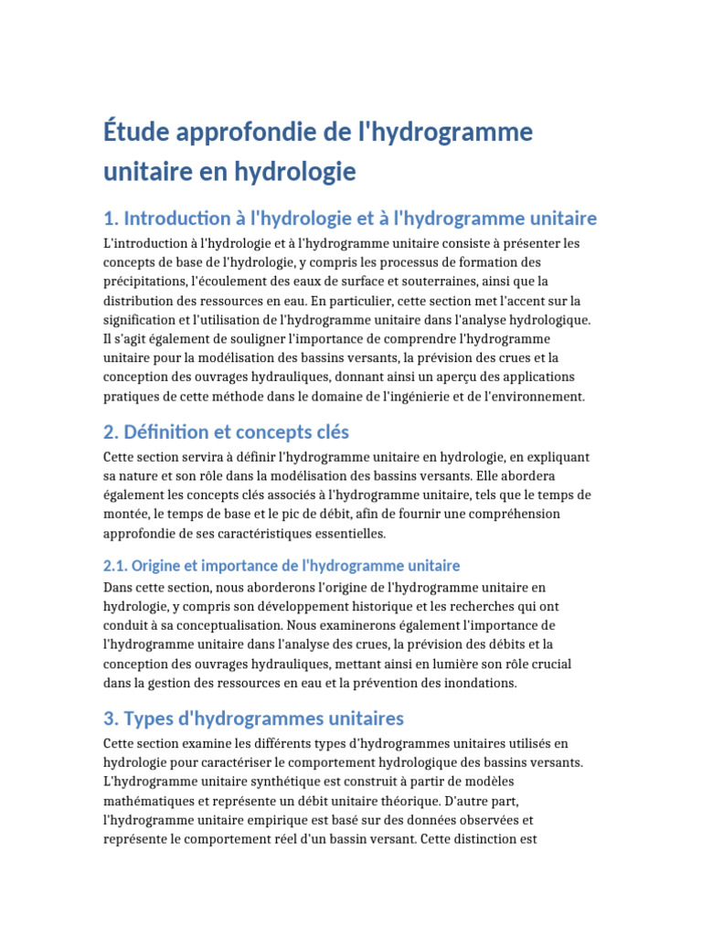 Hydrogramme Unitaire en Hydrologie | PDF | Inondation | Débit (hydrologie)