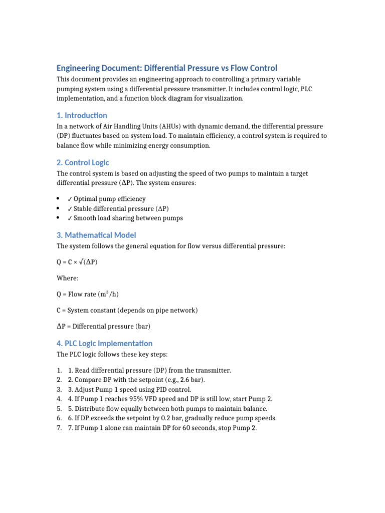 Engineering Document Differential Pressure Control | PDF
