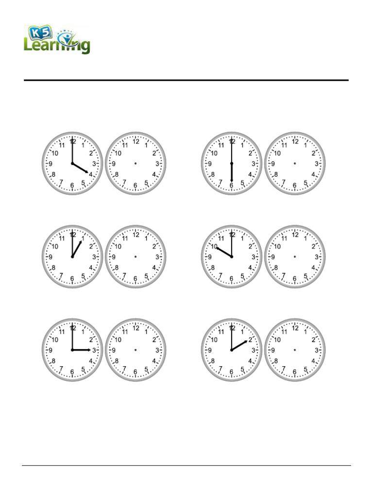 Grade 1 Elapsed Time Worksheet | PDF