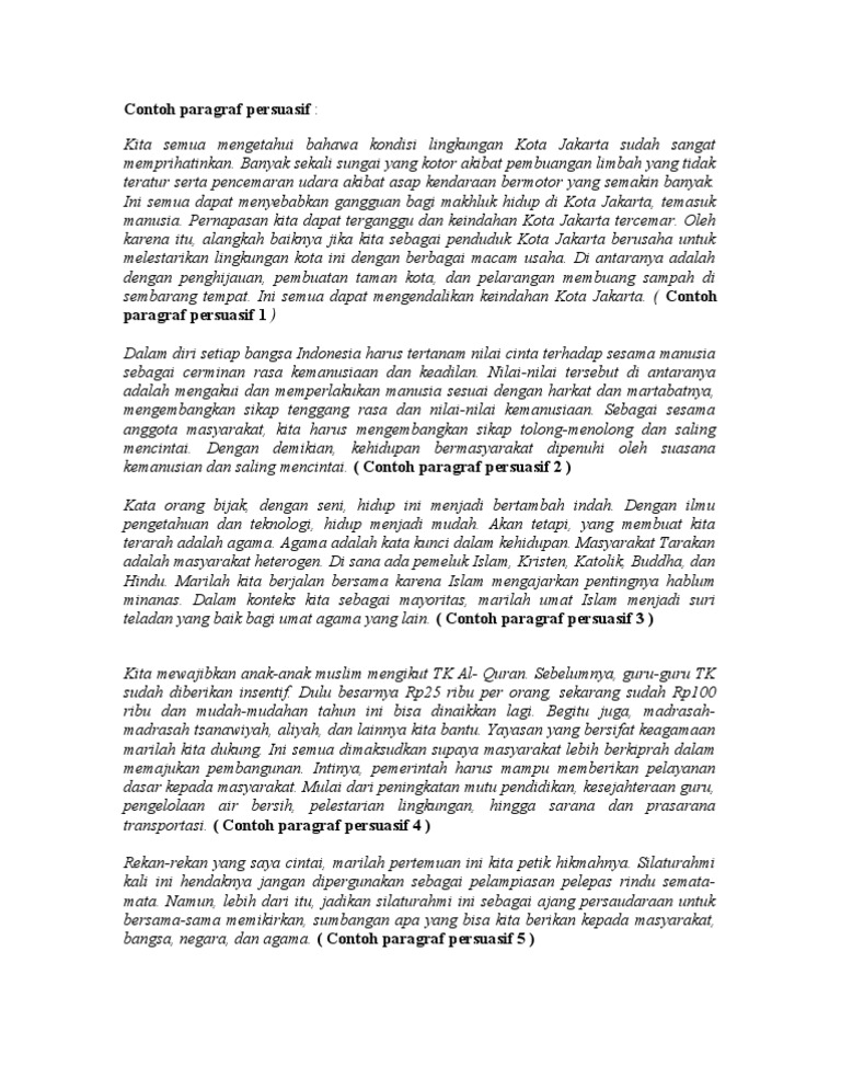 Contoh Paragraf Persuasi