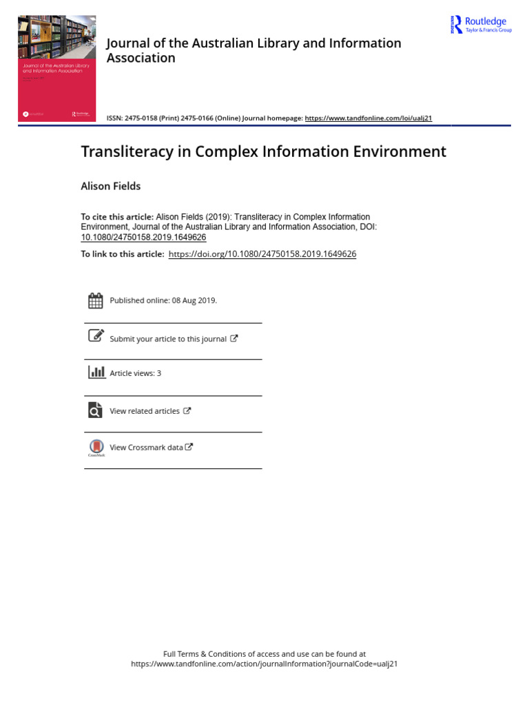 Transliteracy in Information Environments | PDF | Books | Communication
