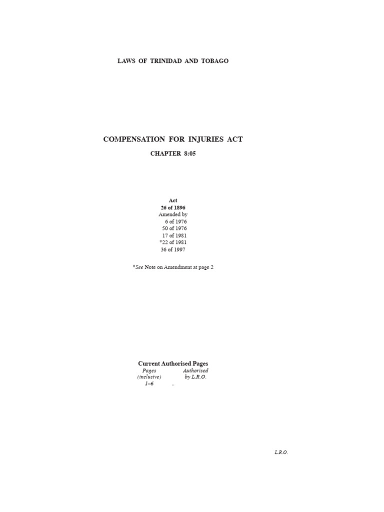 Trinidad Compensation for Injuries Act | PDF | Damages | Justice