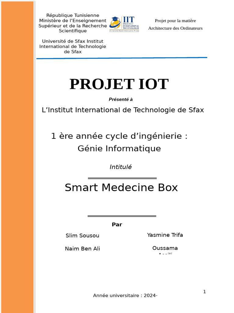 Smart Medicine Box : Projet IoT Innovant | PDF | Internet des objets ...