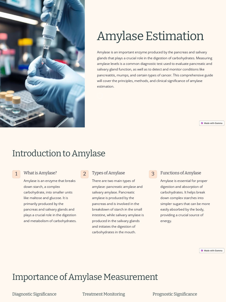 Amylase Estimation Guide | PDF | Pancreas | Digestion
