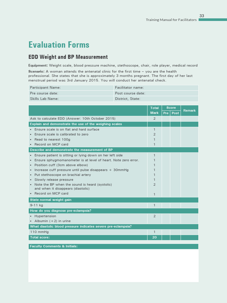 Antenatal Care Skills Evaluation Guide | PDF | Childbirth | Medical ...