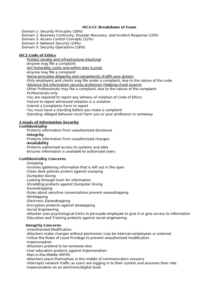 ISC2-CC Exam Overview and Ethics | PDF | Osi Model | Transmission ...