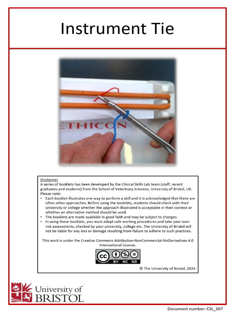 Instrument Tie Techniques for Surgery | PDF | Surgical Suture | Knot