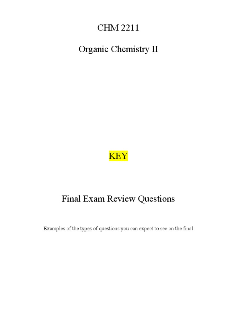 Organic Chemistry II Final Exam Review | PDF | Chemical Reactions | Alcohol