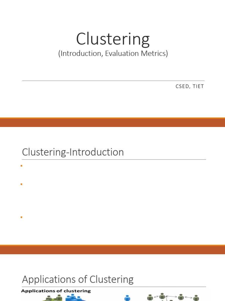 Clustering Overview and Evaluation Metrics | PDF | Cluster Analysis ...