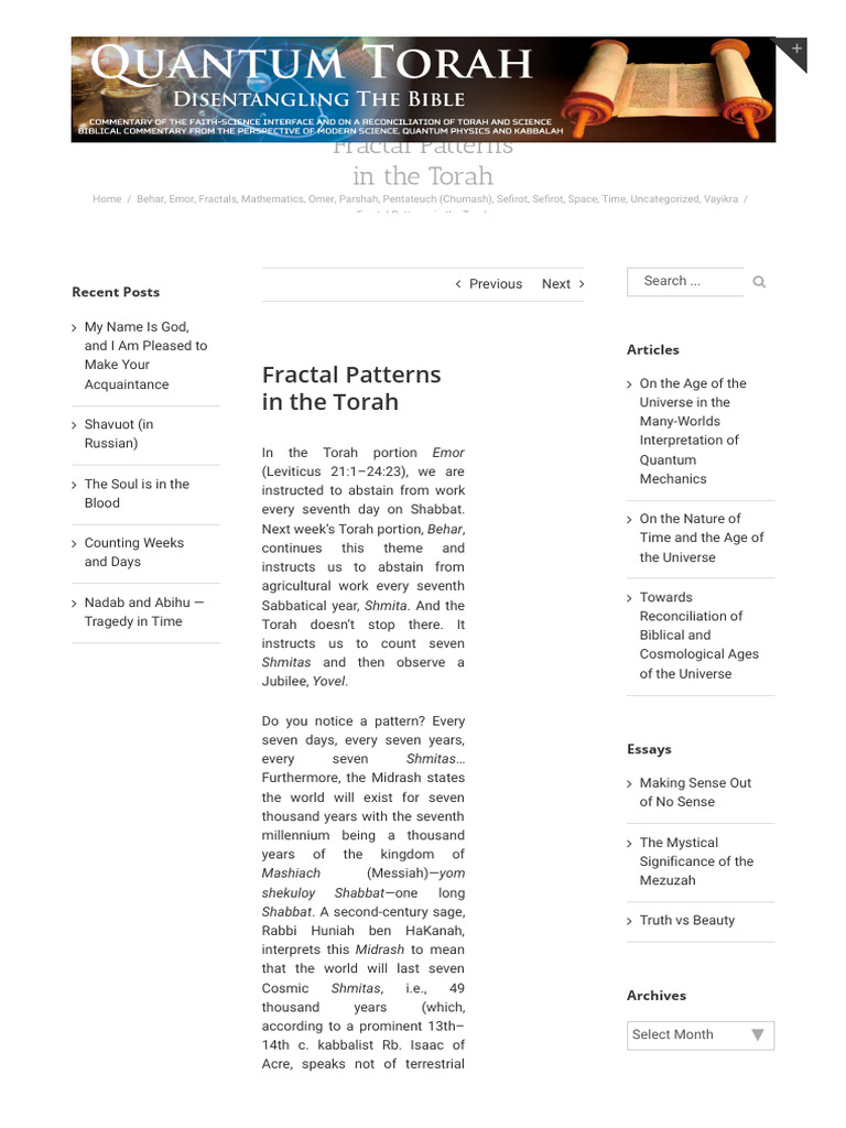 Fractal Patterns in Torah Teachings | PDF