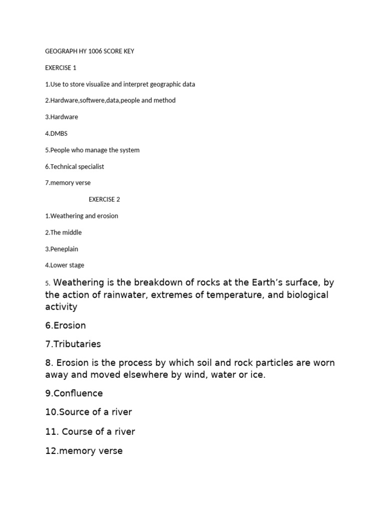 Geography HY 1006 Score Key Overview | PDF | Glacier | Valley