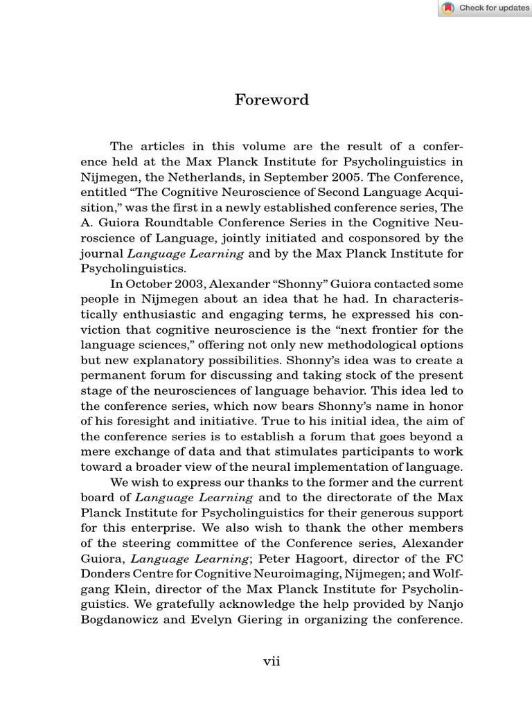 Language Learning - 2006 - Foreword | PDF | Neuroscience | Cognitive ...