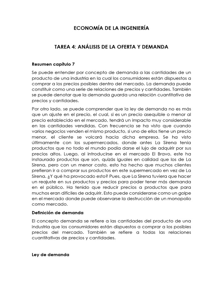 Análisis de Oferta y Demanda en Economía | PDF | Oferta y demanda ...
