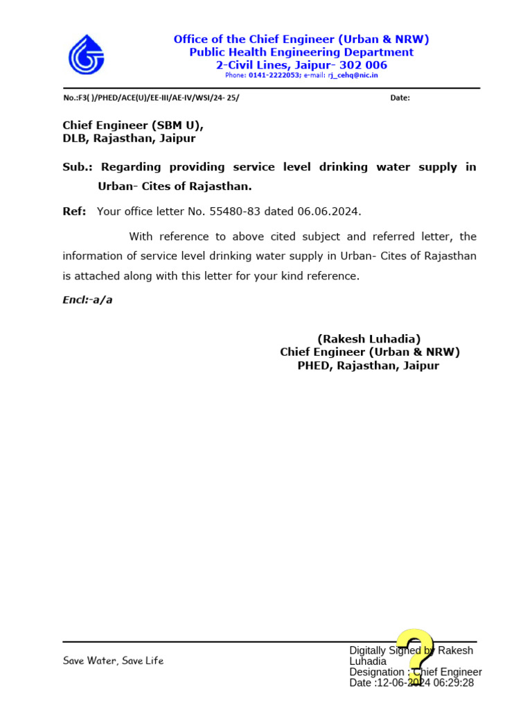 Service PHED Supply Level of Urban Town of Rajasthan | PDF