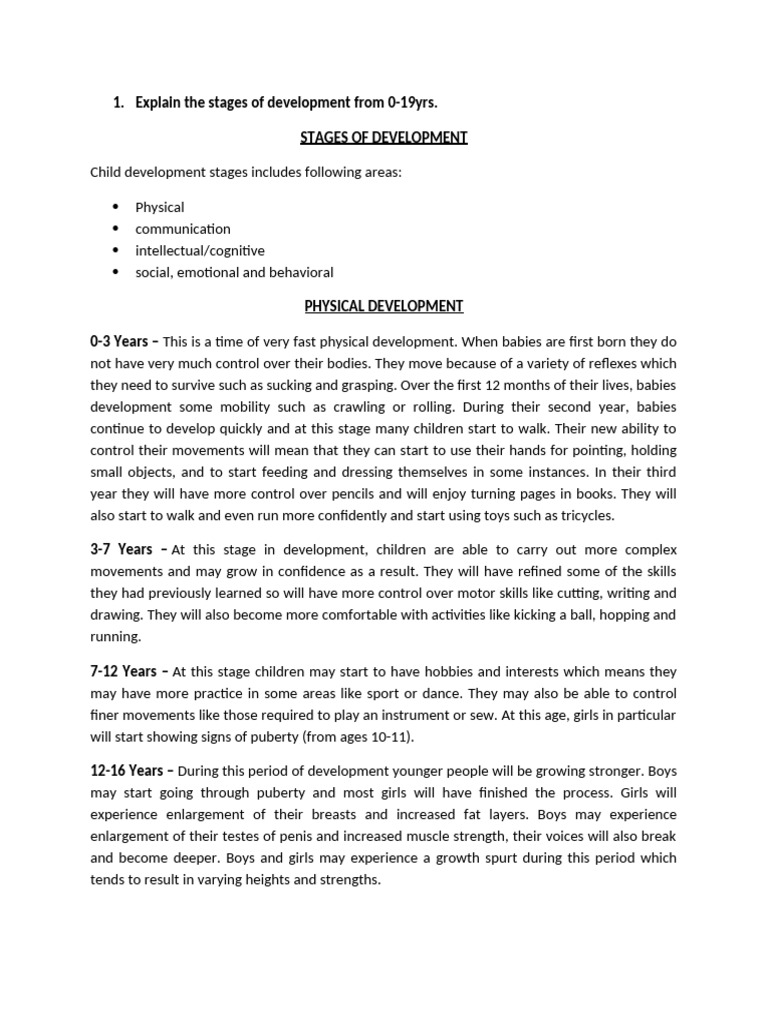 Stages of Child Development 0-19 Years | PDF | Child Development ...