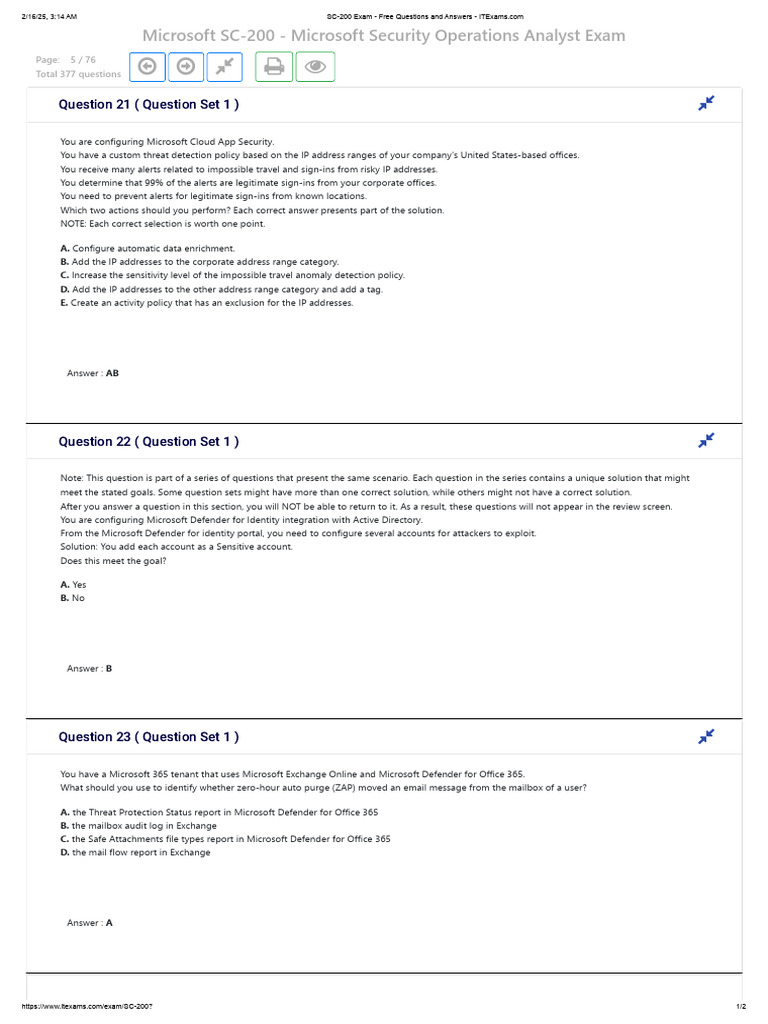 Microsoft SC-200 Exam Questions Guide | PDF | Microsoft Azure ...