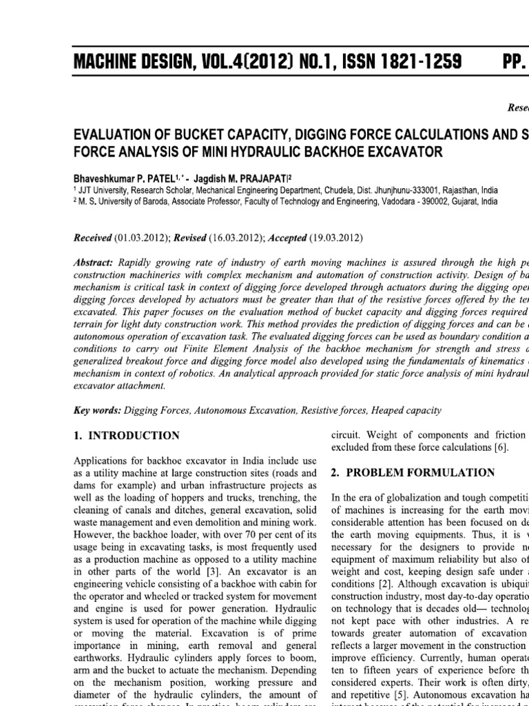 Digging and Cutting Forces | PDF