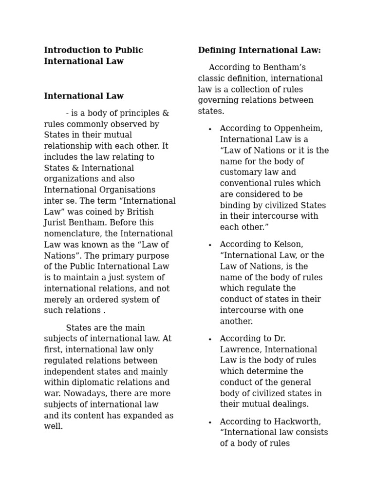 Introduction of PUBLIC INTERNATIONAL LAW | PDF | International Law ...