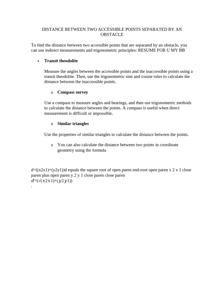 Distance Calculation with Obstacles | PDF