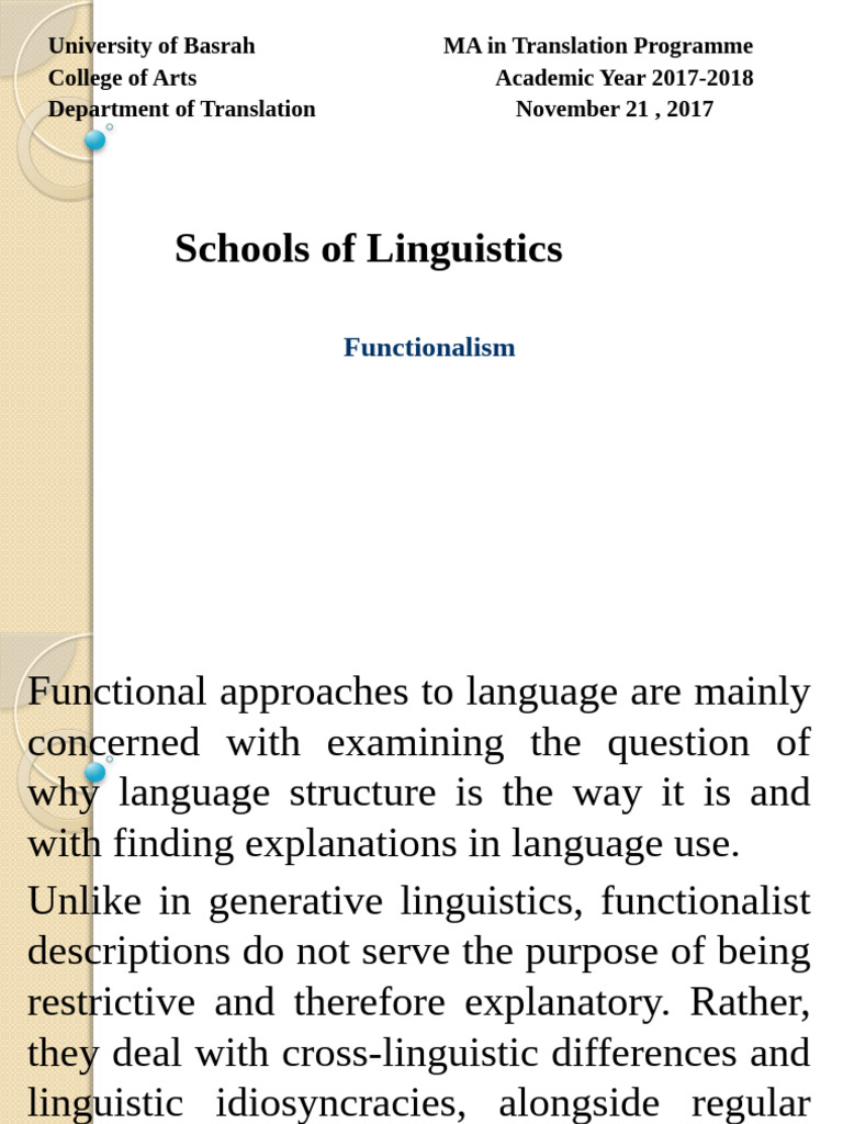 Functionalism in Linguistics Overview | PDF | Communication | Linguistics