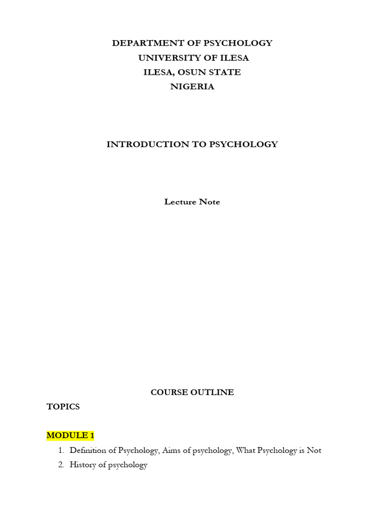 Introduction to Psychology Overview | PDF | Psychophysics | Psychology