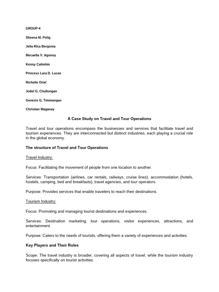 Traveltour Operations Study | PDF | Tourism | Airlines