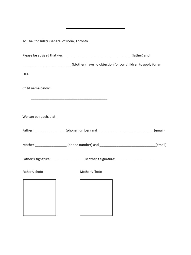 No Objection Letter for OCI Application | PDF