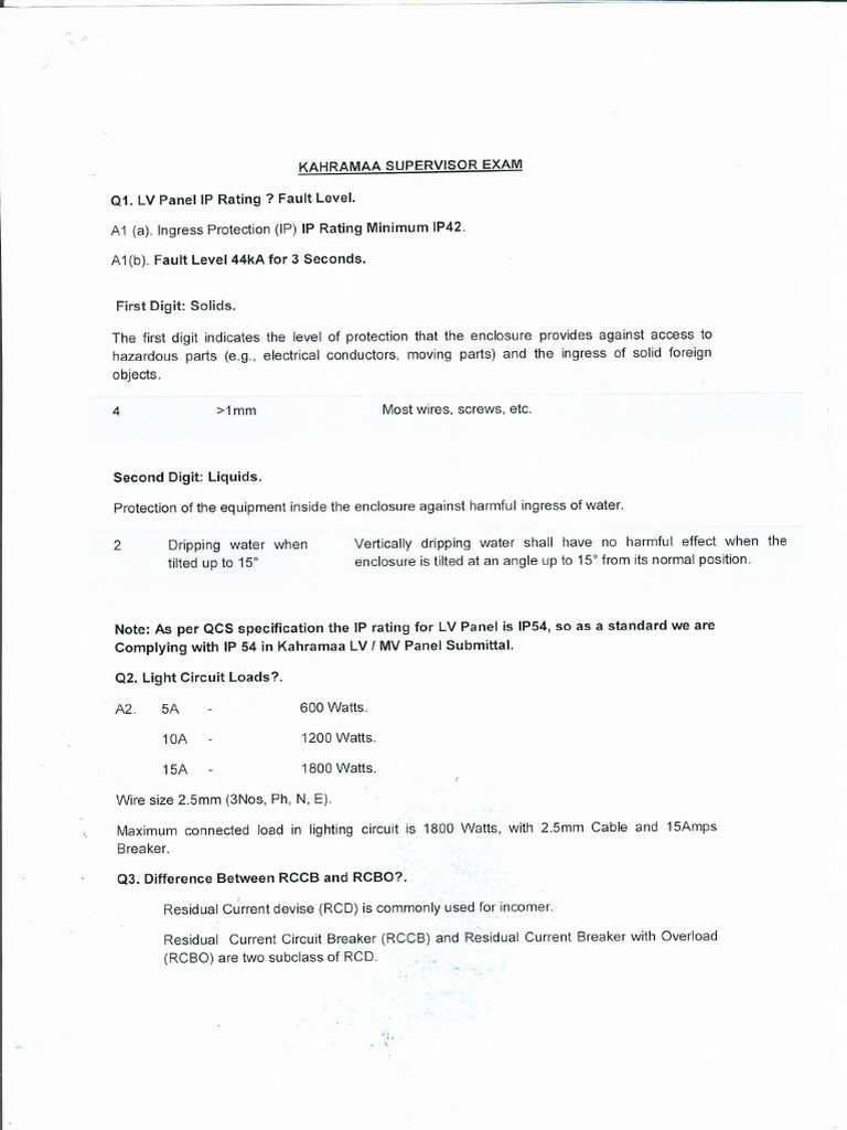 Kahramaa Supervisor Exam | PDF