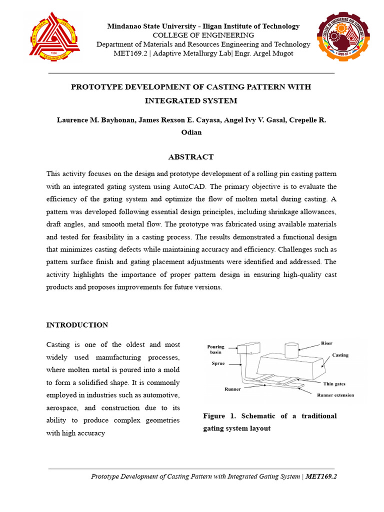 Prototype of Integrated Gating System | PDF | 3 D Printing | Applied ...