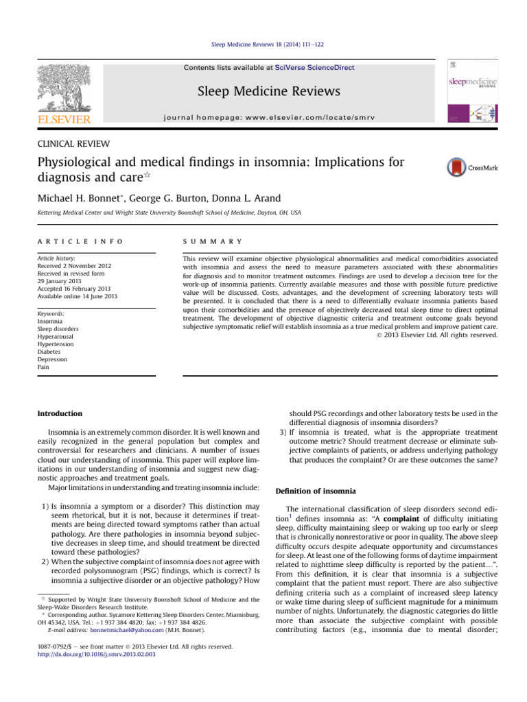 Physiological and Medical Findings in Insomnia | PDF | Insomnia | Sleep