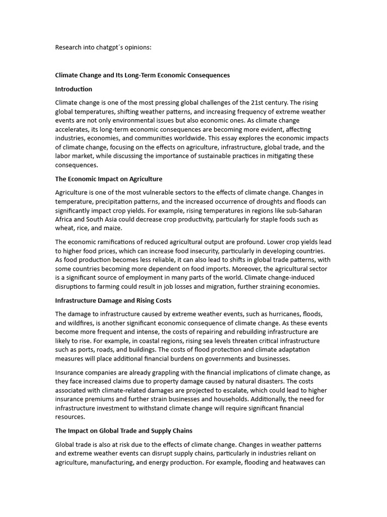 Economic Impacts of Climate Change | PDF | Climate Change | Agriculture