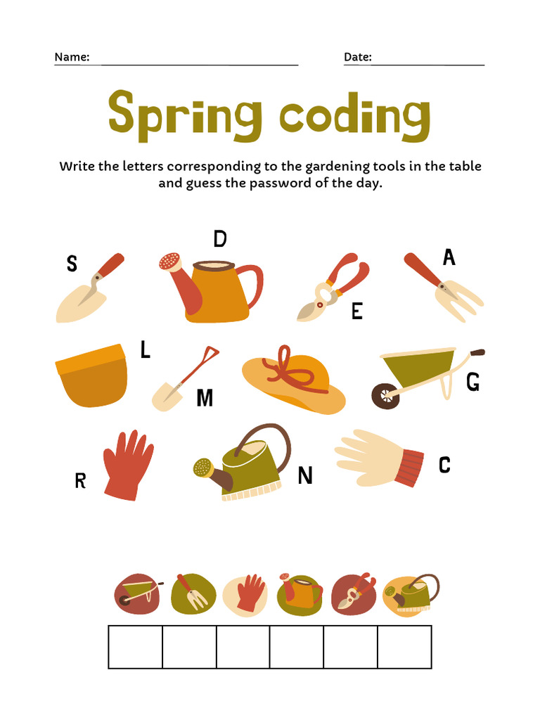 Spring Illustrations Coding Worksheet | PDF