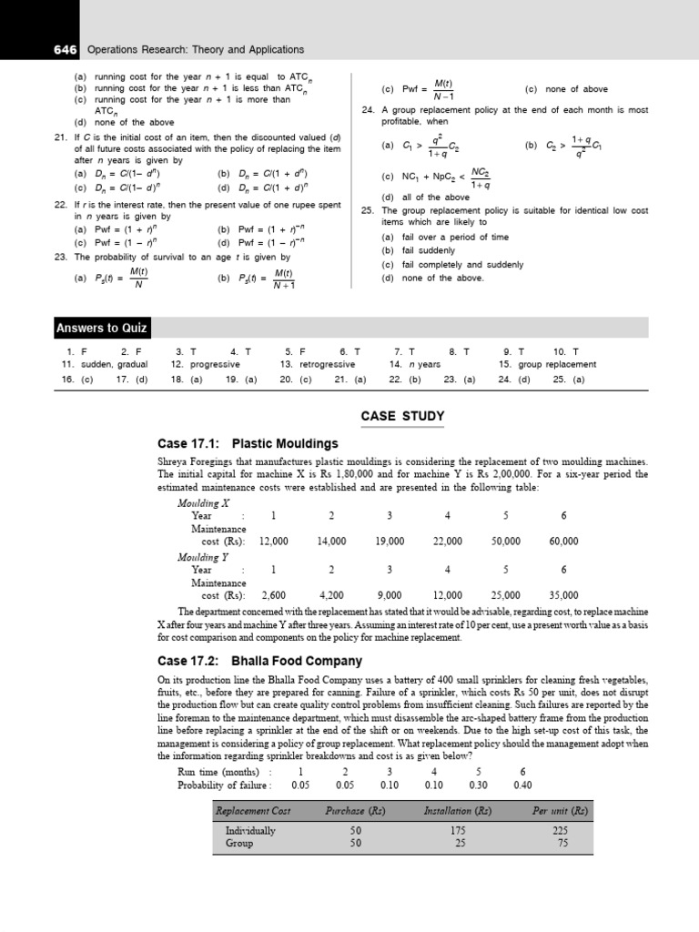 Operations Research Quiz Answers and Case Studies | PDF