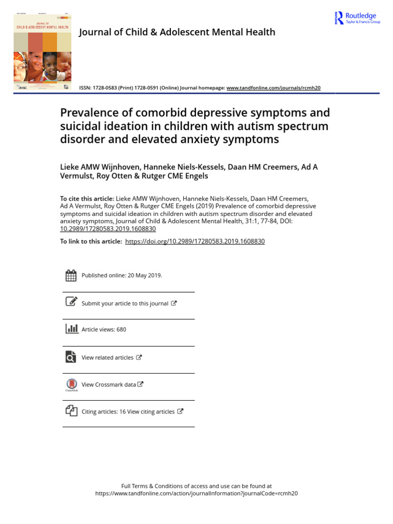 19 - Prevalence of Comorbid Depressive Symptoms and Suicidal Ideation ...