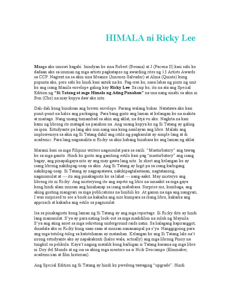 HIMALA Ni Ricky Lee