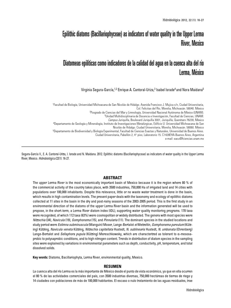 Diatoms as Water Quality Indicators in Lerma | PDF | Earth Sciences