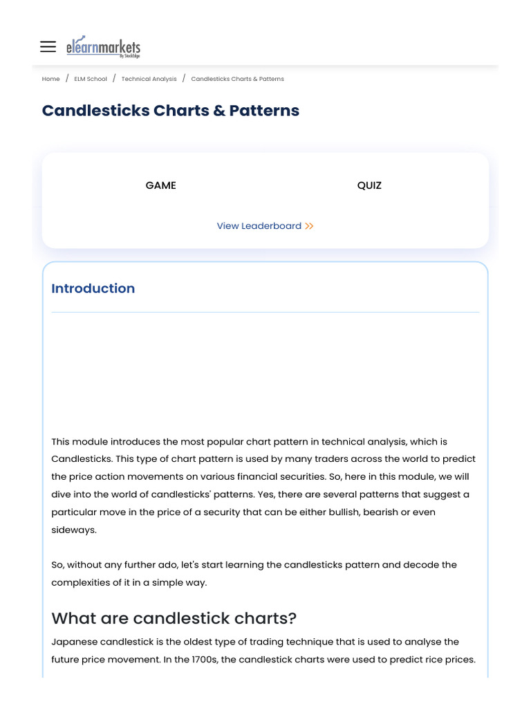 Candlestick Patterns in Technical Analysis | PDF | Market Trend ...