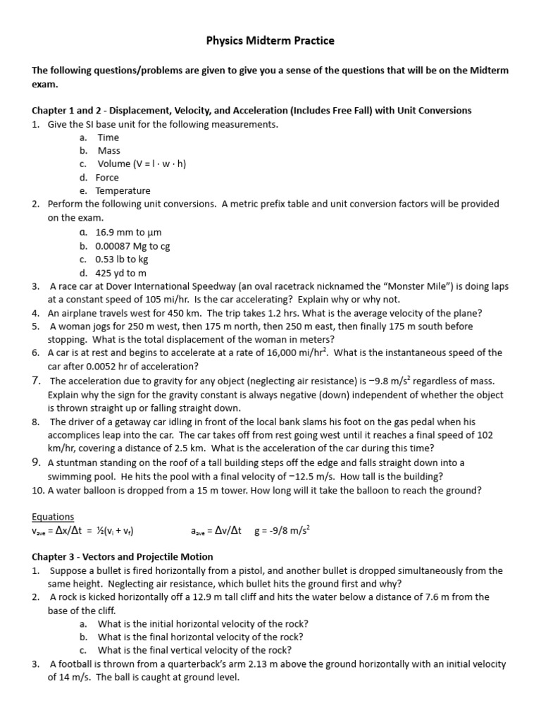 PhysicsMidtermReviewGuide - 24-5 | PDF | Force | Potential Energy