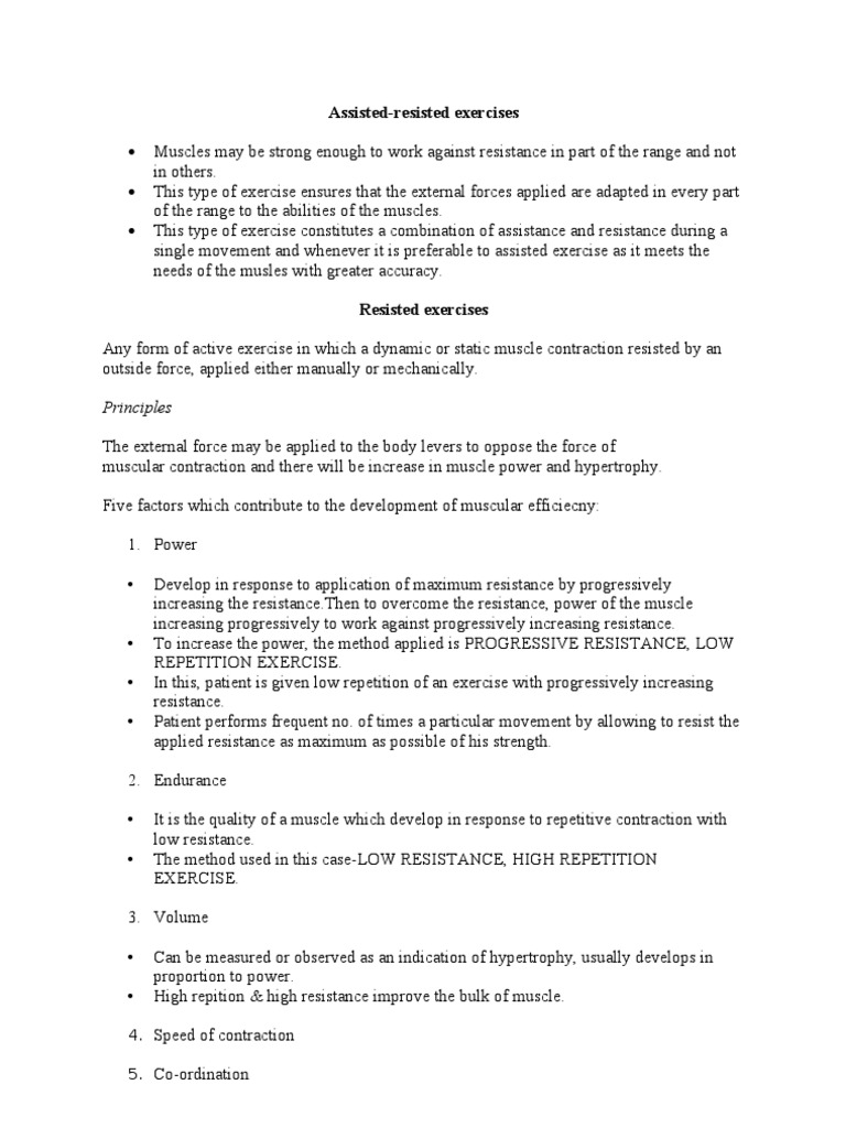 Assisted Resisted Exercise | PDF | Muscle | Strength Training