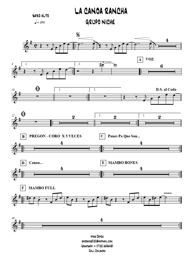 La Canoa Rancha - Grupo Niche - Saxo Alto | PDF