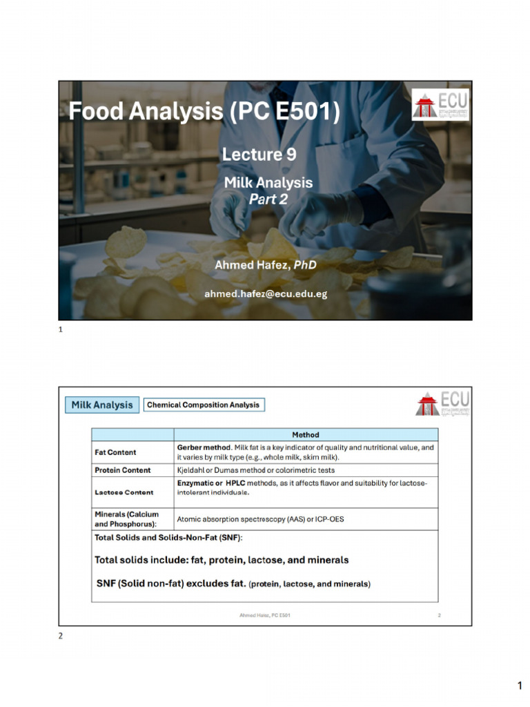 Lecture 9 - Food Analysis (PC E501) | PDF