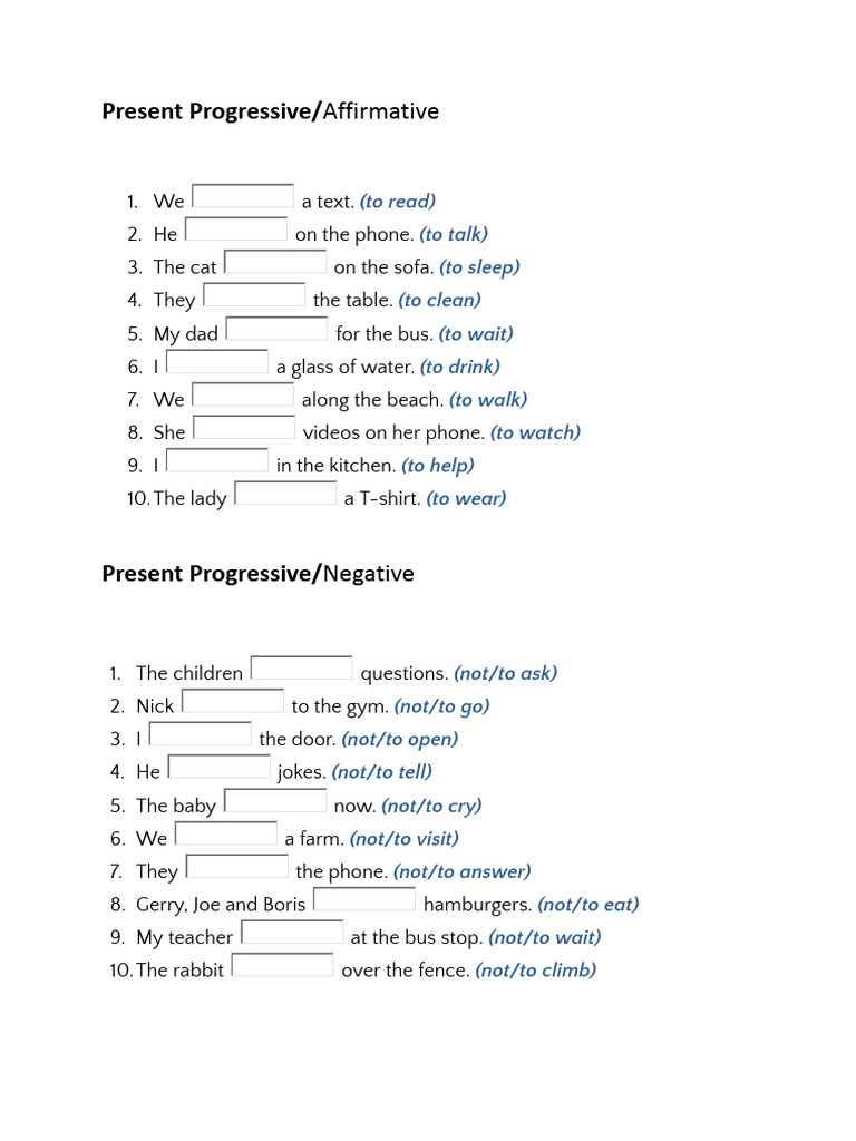 Present Progressive 03.01.25 | PDF