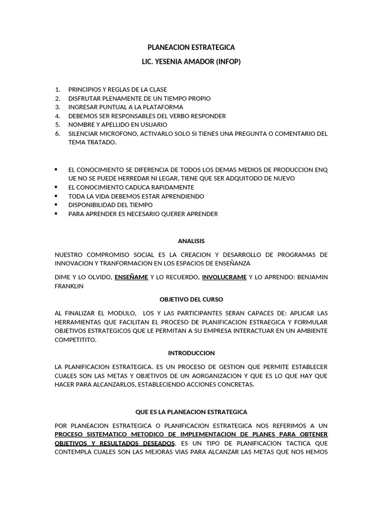Planeación Estratégica Efectiva | PDF | Planificación | Planificación ...