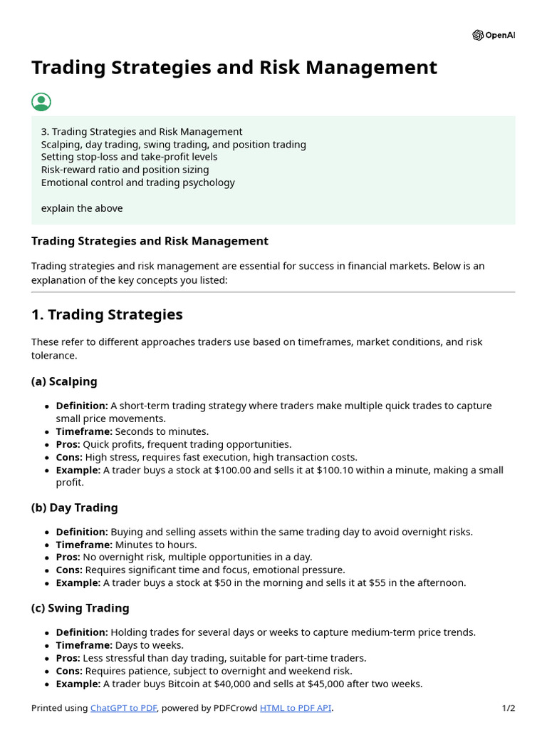 Trading Strategies and Risk Management Guide | PDF | Day Trading | Risk