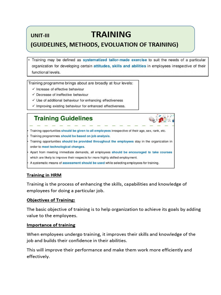 HRM Training: Methods & Evaluation Guide | PDF | Employment | Evaluation